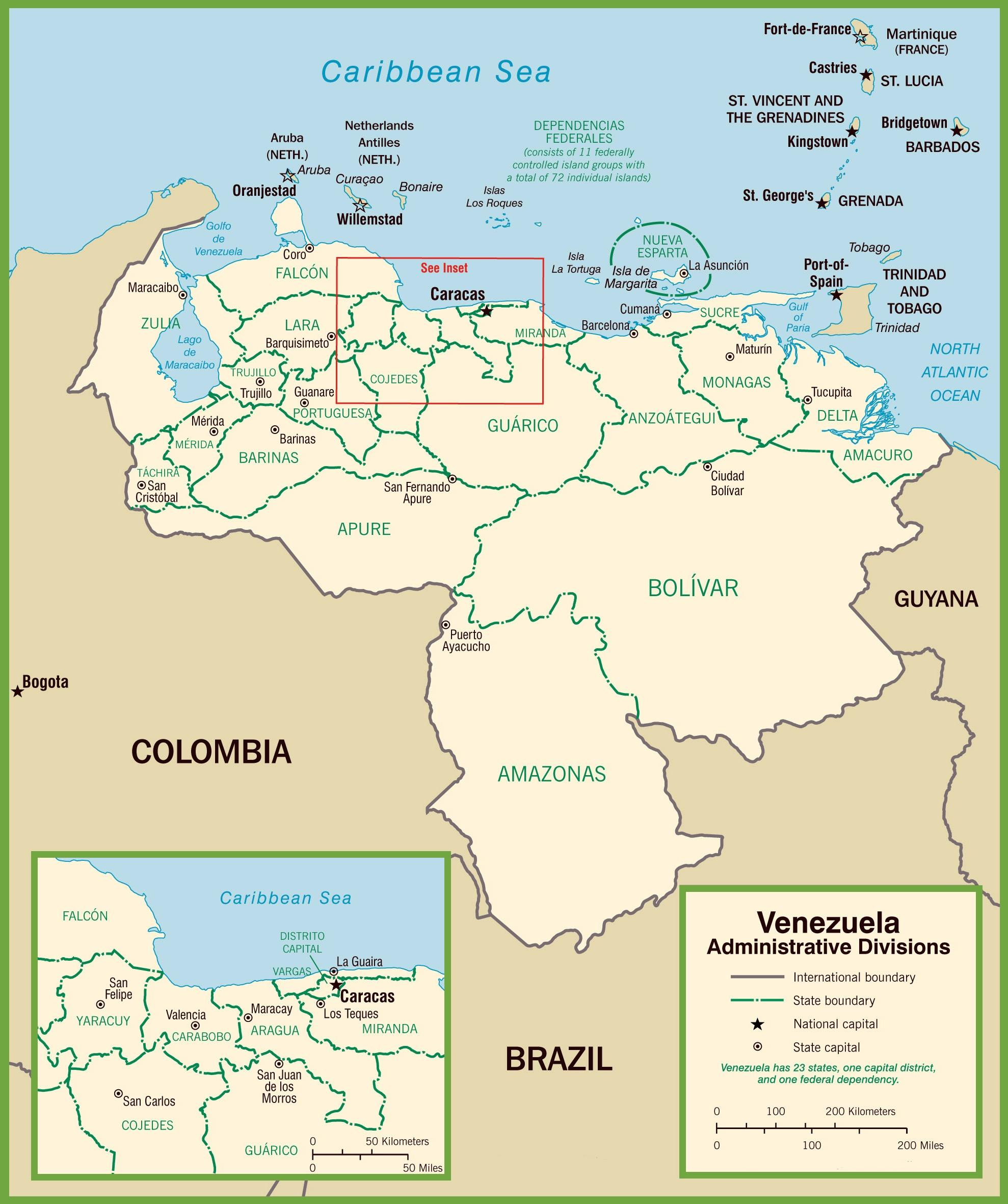 Venezuela Political Map Map Of Venezuela Political 