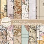 Vintage Map 4 Map Digital Paper Antique Maps Old World