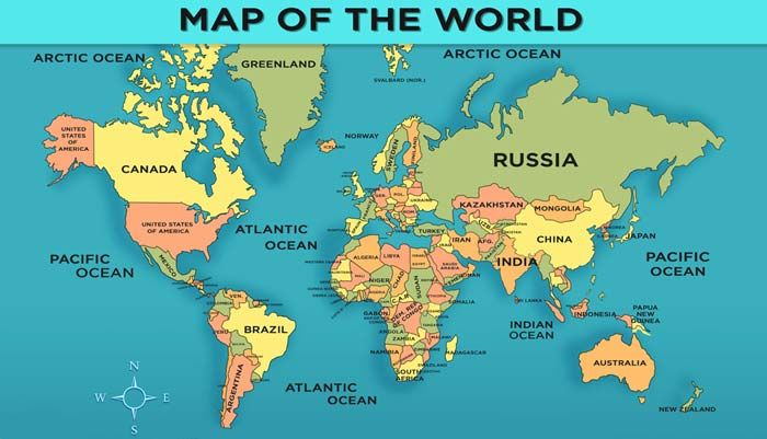 World Map With Countries General Knowledge For Kids 