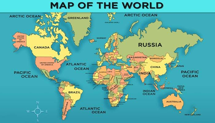 World Map With Countries General Knowledge For Kids